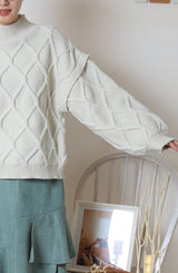 総柄ケーブルプルオーバー