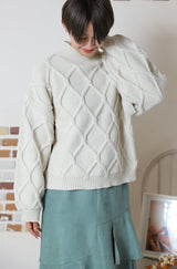 総柄ケーブルプルオーバー