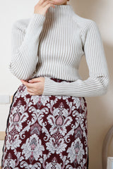 リブニットシームレスタートルプルオーバー