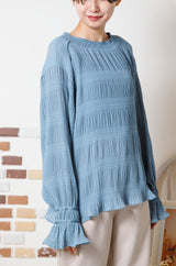 シフォンジョーゼットプリーツブラウス