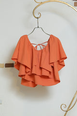 リネンタッチ前後2wayフリルブラウス