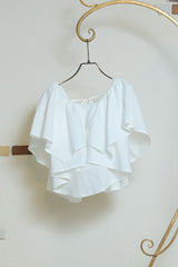 リネンタッチ前後2wayフリルブラウス