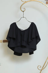 リネンタッチ前後2wayフリルブラウス