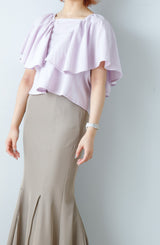 リネンタッチ前後2wayフリルブラウス