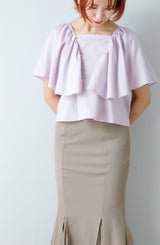 リネンタッチ前後2wayフリルブラウス