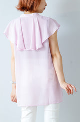 ラッフルカラーノースリブラウス