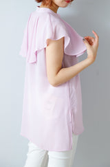 ラッフルカラーノースリブラウス