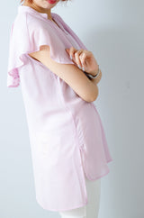 ラッフルカラーノースリブラウス