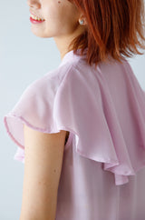 ラッフルカラーノースリブラウス