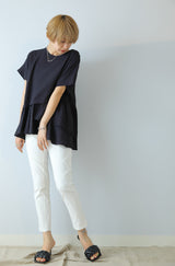 アシメギャザー切替プルオーバー