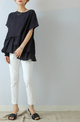 アシメギャザー切替プルオーバー