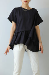 アシメギャザー切替プルオーバー