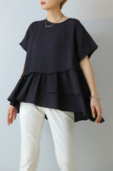 アシメギャザー切替プルオーバー