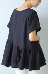 アシメギャザー切替プルオーバー