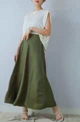 シャンブレーマキシフレアスカート