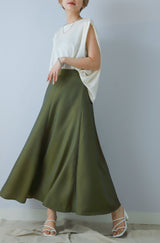 シャンブレーマキシフレアスカート