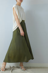 シャンブレーマキシフレアスカート