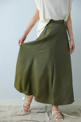 シャンブレーマキシフレアスカート