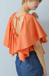 リネンタッチ前後2wayフリルブラウス