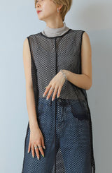 シアーボトルネックノースリトップス