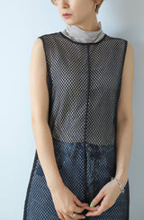 シアーボトルネックノースリトップス