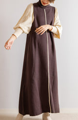 配色ニットロングワンピース