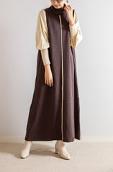 配色ニットロングワンピース