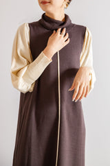 配色ニットロングワンピース