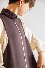 配色ニットロングワンピース