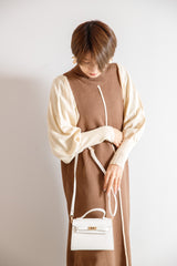 配色ニットロングワンピース