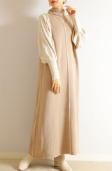 配色ニットロングワンピース