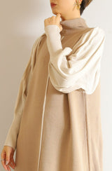 配色ニットロングワンピース