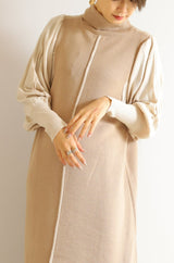 配色ニットロングワンピース