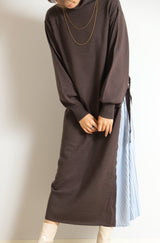 サイドプリーツタートルニットワンピース