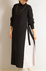 サイドプリーツタートルニットワンピース