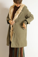 ラビットファーフードライナー付きロングモッズコート