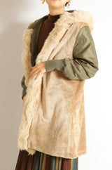 ラビットファーフードライナー付きロングモッズコート