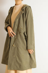 ラビットファーフードライナー付きロングモッズコート