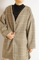 Vカラーショートシャギーコート