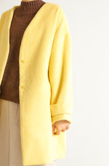 Vカラーショートシャギーコート