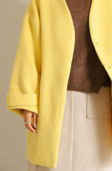 Vカラーショートシャギーコート