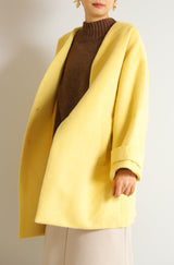 Vカラーショートシャギーコート