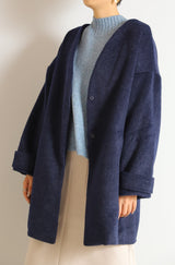 Vカラーショートシャギーコート