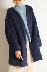 Vカラーショートシャギーコート