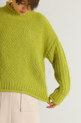 バスケット編スタンドネックプルオーバー