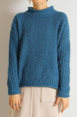 バスケット編スタンドネックプルオーバー