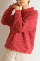 バスケット編スタンドネックプルオーバー