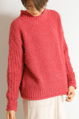 バスケット編スタンドネックプルオーバー