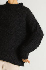 バスケット編スタンドネックプルオーバー