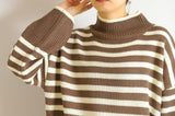 ボーダーハイネックニットプルオーバー